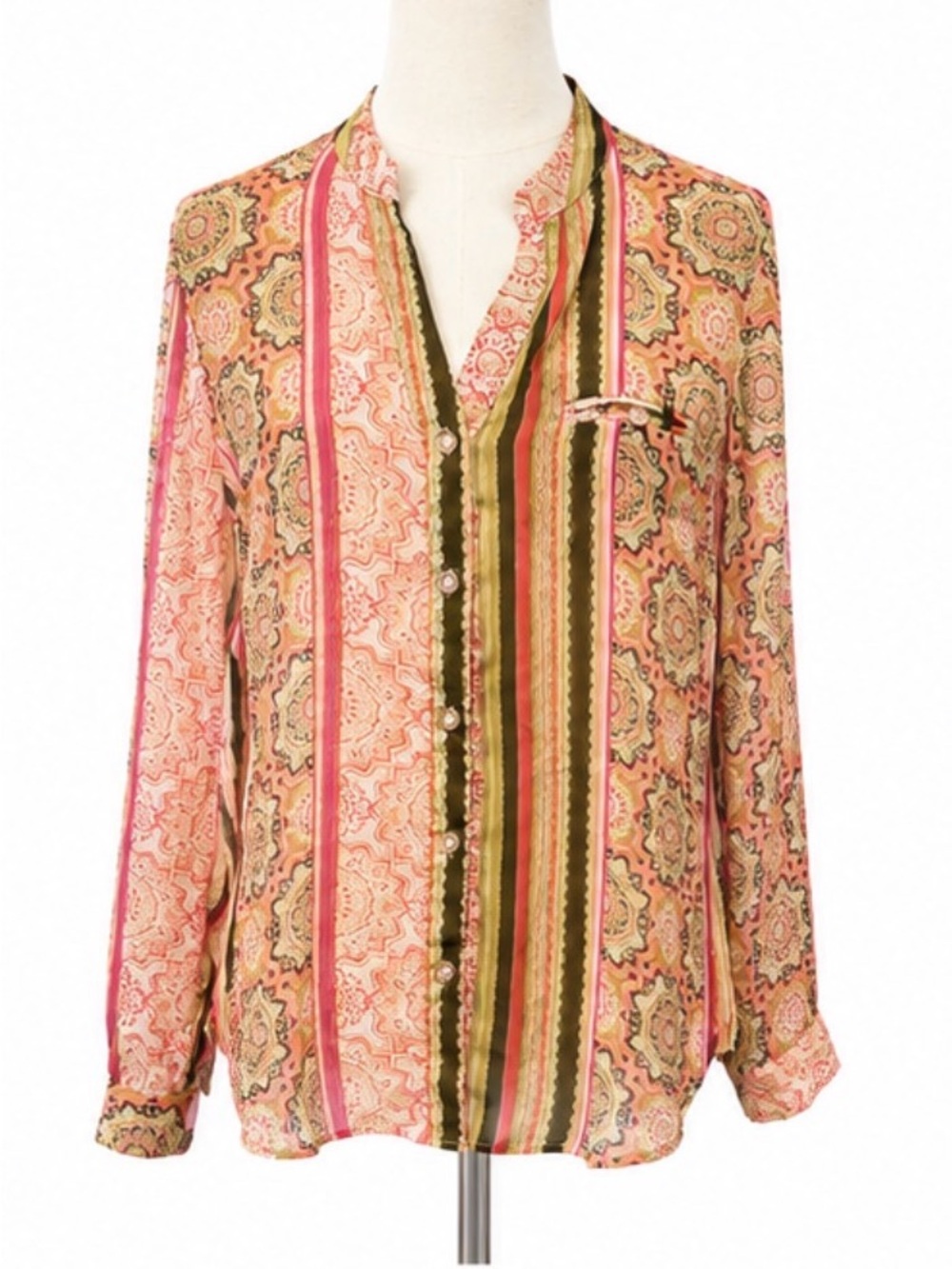 KUT from the Kloth Mixed Print Button-Front Blouse Size Small
